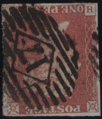 142252 1846 1D PL.69 WATERMARK INVERTED (SG8Wi) GOOD USED.