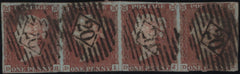 142257 1846 1D PL.71 (SG8) GOOD USED STRIP OF FOUR.