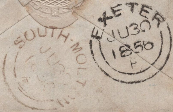 142264 1856 MAIL SOUTH MOLTON, DEVON TO EXETER 1D (SG29) '724' NUMERAL OF SOUTH MOLTON IN BROWN (SPEC C8ug) CAT £4500.