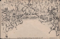 142267 CIRCA 1890 DERAEDEMAEKER REPRINT SOUTHGATE CARICATURE NO.3 'PEG LEG SAILOR' ON PALE YELLOW PAPER.