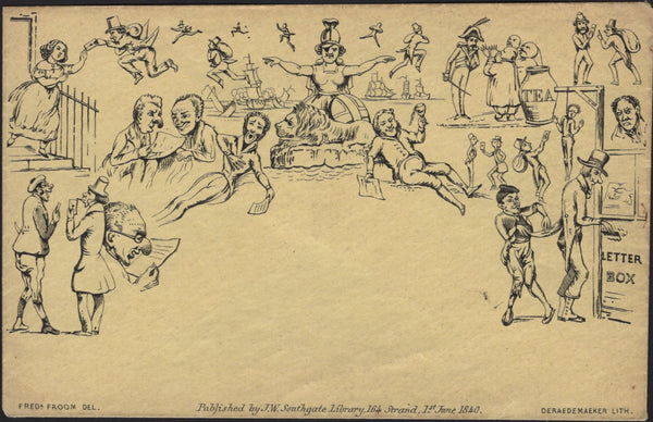 142268 CIRCA 1890 DERAEDEMAEKER REPRINT SOUTHGATE CARICATURE NO.1 REFERRING TO POSTAL MATTERS.
