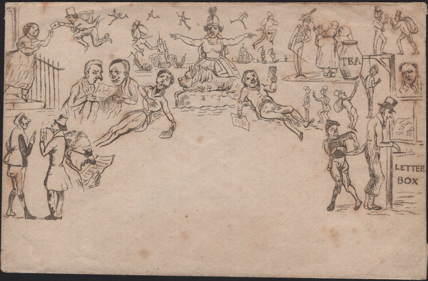 142272 1840 ORIGINAL SPOONER CARICATURE NO.4 THE 'WRITING' CARICATURE.