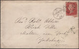 142281 1858 MAIL NORWICH TO MALTON, YORKSHIRE 1D (SG40) 'ST.STEPHENS' HANDSTAMP '(NK324r).