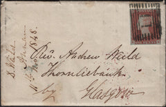 142295 1848 MAIL ANNAN, DUMFRIES AND GALLOWAY TO GLASGOW 1D PL.78 (SG8).