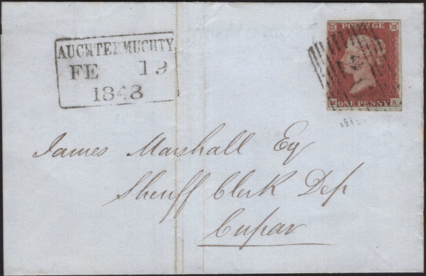 142305 1848 LARGE PART WRAPPER AUCHTERMUCHTY TO CUPAR 1D PL.74 (SG8)(MK).