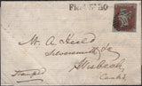 142309 1848 MAIL LONDON TO WISBECH 1D PL.76 (SG8g) 'Fleet St E.O' HANDSTAMP'.