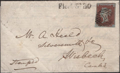 142309 1848 MAIL LONDON TO WISBECH 1D PL.76 (SG8g) 'Fleet St E.O' HANDSTAMP'.