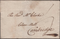 142323 CIRCA 1781-85 MAIL WAKEFIELD TO CAMBRIDGE WITH 'WAKE/FIELD' HANDSTAMP (YK3034).
