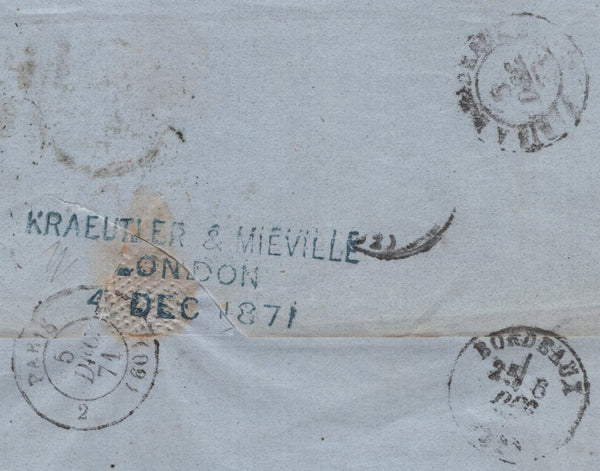 142326 1871 MAIL LONDON TO BORDEAUX 3D (SG103) PL.7 .