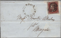 142336 1852 MAIL LONDON TO MARGATE 1D (SG8) 'TOO- LATE/G.P.O.' HANDSTAMP.