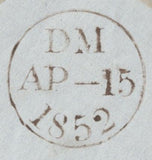 142336 1852 MAIL LONDON TO MARGATE 1D (SG8) 'TOO- LATE/G.P.O.' HANDSTAMP.