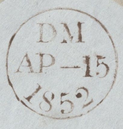 142336 1852 MAIL LONDON TO MARGATE 1D (SG8) 'TOO- LATE/G.P.O.' HANDSTAMP.
