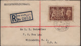 142337 1953 REGISTERED AIRMAIL 'FPO 443' (MALTA) TO USA WITH SINGLE USAGE KGVI £1 BROWN (SG512)