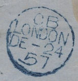 142342 1857-1858 MAIL LONDON TO CONSTANTINOPLE 1S GREEN (SG72).