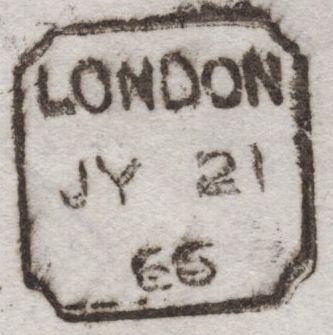 142349 1866 MAIL LONDON TO OPORTO, PORTUGAL 1D GREEN (SG101).