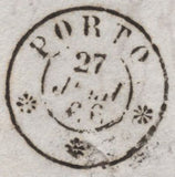 142349 1866 MAIL LONDON TO OPORTO, PORTUGAL 1D GREEN (SG101).