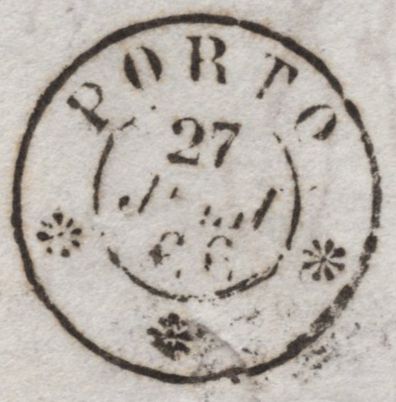 142349 1866 MAIL LONDON TO OPORTO, PORTUGAL 1D GREEN (SG101).