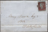 142350 1849 MAIL USED IN WAKEFIELD WITH 'HORBURY' UDC, 1D PL.78 (SG8)(SG CONSTANT VARIETY 'S' INVERTED)( SPEC BS 67b).