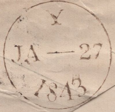 142351 1843 1D PINK LONDON TO WOODBRIDGE, SUFFOLK VERY FINE LONDON MALTESE CROSS.