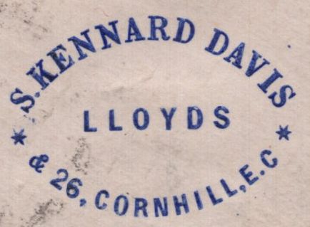 142354 1884 MAIL LONDON TO SHANGHAI, CHINA 5D GREEN (SG193).