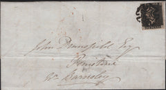 142363 1841 MAIL WAKEFIELD TO BARNSLEY 1D BLACK PL.1b (SG2) (JL RE-ENTRY) (SPEC AS5b).