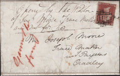 142376 1855 PRINTED DEBT DEMAND STOURBRIDGE TO CRADLEY WITH MANUSCRIPT 'Opened by the Widow.......and not for her'.