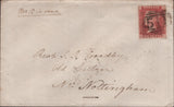 142379 1858 MAIL MARKET HARBOROUGH TO NOTTINGHAM 1D (SG40) MANUSCRIPT 'Mr P is dead'.
