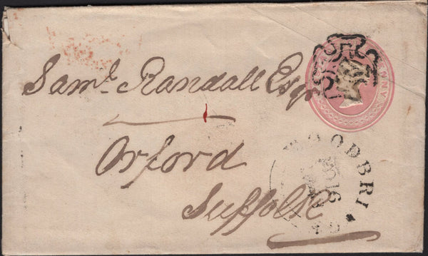 142380 1843 1D PINK RAMSGATE, KENT TO ORFORD, SUFFOLK WITH RAMSGATE MALTESE CROSS.