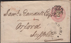 142380 1843 1D PINK RAMSGATE, KENT TO ORFORD, SUFFOLK WITH RAMSGATE MALTESE CROSS.