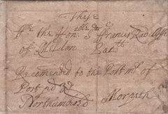 142382 1668 MAIL LONDON TO MORPETH, NORTHUMBERLAND WITH LONDON BISHOP MARK.