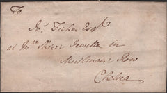 142383 1763 MAIL CHANCERY LANE TO CHELSEA WITH TEMPLE DOCKWRA HANDSTAMP 'REVERSED 'N' IN ' PENY (L357a).