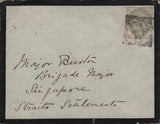 142393 1885 MOURNING ENVELOPE LONDON TO SINGAPORE, STRAITS SETTLEMENTS 5D GREEN (SG193).
