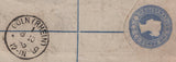 142394 1885 2D BLUE REGISTERED ENVELOPE LONDON TO GERMANY WITH 5D GREEN (SG193).