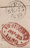 142401 1830 MAIL BOULOGNE TO LONDON  WITH LONDON 'F.P' HANDSTAMP IN RED (FOREIGN POST) (L559),