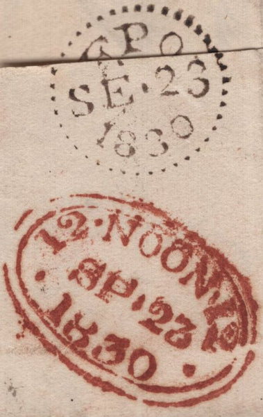 142401 1830 MAIL BOULOGNE TO LONDON  WITH LONDON 'F.P' HANDSTAMP IN RED (FOREIGN POST) (L559),