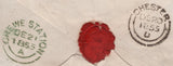 142403 1855 1D PINK ENVELOPE AND 6D EMBOSSED (SG58) REGISTERED MAIL CHESTER TO MACCLESFIELD.