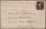 142412 1841 PART WRAPPER PLYMOUTH TO KENDAL 1D (SG8) NORMAL PLYMOUTH MALTESE CROSS.