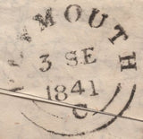 142412 1841 PART WRAPPER PLYMOUTH TO KENDAL 1D (SG8) NORMAL PLYMOUTH MALTESE CROSS.