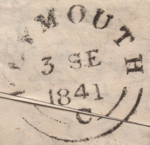 142412 1841 PART WRAPPER PLYMOUTH TO KENDAL 1D (SG8) NORMAL PLYMOUTH MALTESE CROSS.