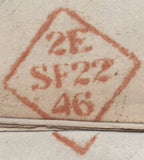 142419 1846 MAIL LIVERPOOL TO DUBLIN 1D PL.66 (SG8)(AK) STAMP CANCELLED IN DUBLIN.
