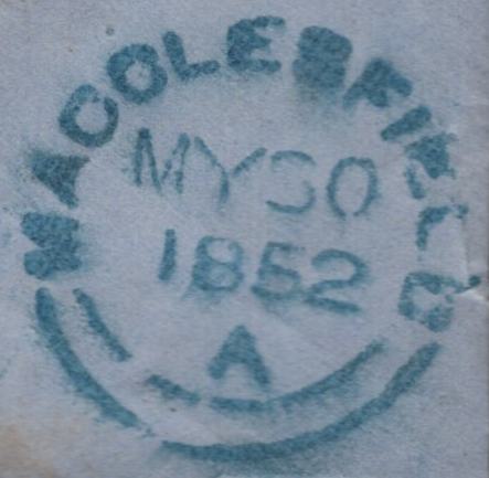 142422 1852 REGISTERED MAIL LONDON TO MACCLESFIELD 2D BLUE PL.4 (SG14) X 3.