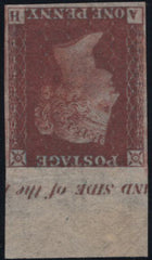 142425 1856 DIE 2 1D RES. PL.20 IMPRIMATUR LETTERED AH WATERMARK SMALL CROWN INVERTED  (SPEC C7) .