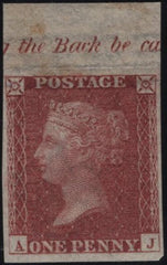 142429 1855 DIE 2 1D PL.26 IMPERFORATE IMPRIMATUR LETTERED AJ.