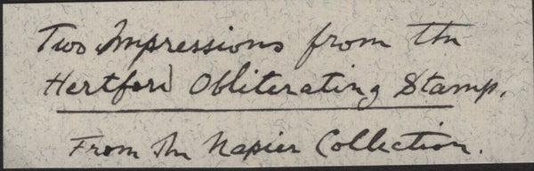 142465 CIRCA 1879 HERTFORD COLLEGE, OXFORD, PIECE WITH TWO STRIKES OF THE 'PATEE FITCHEE' CANCELLATION IN PURPLE.