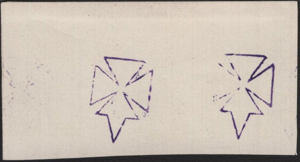142465 CIRCA 1879 HERTFORD COLLEGE, OXFORD, PIECE WITH TWO STRIKES OF THE 'PATEE FITCHEE' CANCELLATION IN PURPLE.