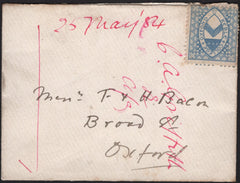 142470 1884 COVER KEBLE COLLEGE, OXFORD USED WITHIN OXFORD WITH KEBLE COLLEGE ½D ULTRAMARINE (CS9).