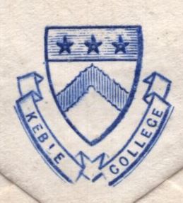142470 1884 COVER KEBLE COLLEGE, OXFORD USED WITHIN OXFORD WITH KEBLE COLLEGE ½D ULTRAMARINE (CS9).