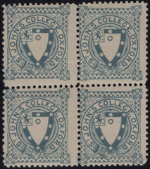 142492 1884 ST. JOHN'S COLLEGE, OXFORD ½D GREY-BLUE  (CS17) GOOD UNUSED BLOCK OF FOUR.