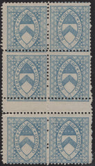 142500 1882 KEBLE COLLEGE, OXFORD ½D ULTRAMARINE (CS10) GOOD UNUSED BLOCK OF SIX.
