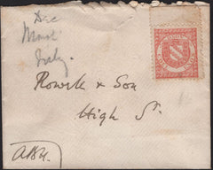 142502 CIRCA 1882 ENVELOPE EXETER COLLEGE, OXFORD USED WITHIN OXFORD WITH EXETER COLLEGE ½D SALMON-RED (SG3).